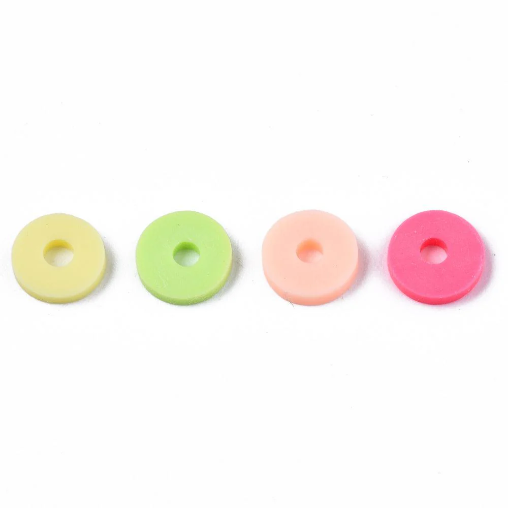 Disc kralen polymeer 6x1mm Multicolor groen rood - ±400 stuks - Image 2