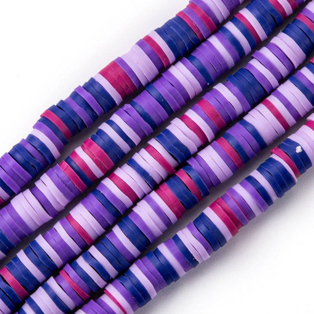 Disc kralen polymeer 6x1mm Multicolor paars - ±400 stuks