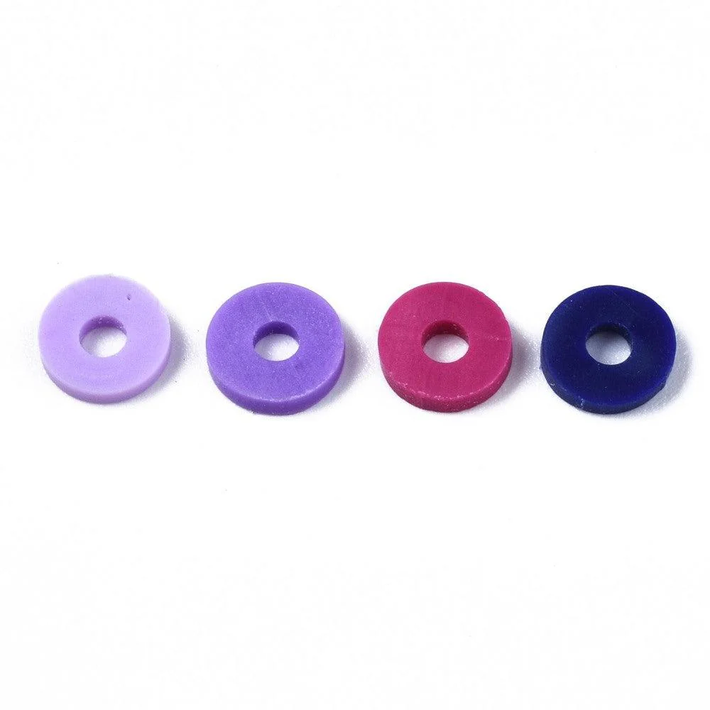 Disc kralen polymeer 6x1mm Multicolor paars - ±400 stuks - Image 2