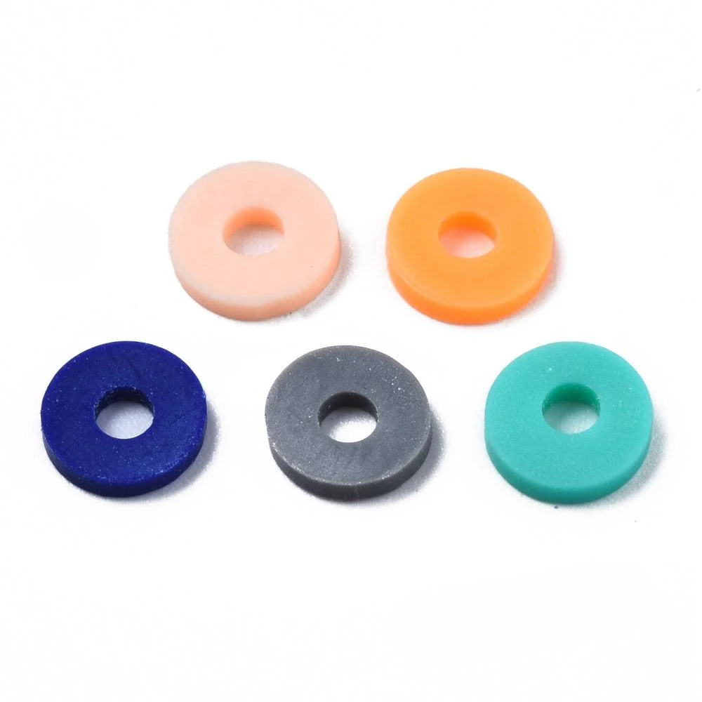 Disc kralen polymeer 6x1mm Multicolor groen blauw - ±400 stuks - Image 2
