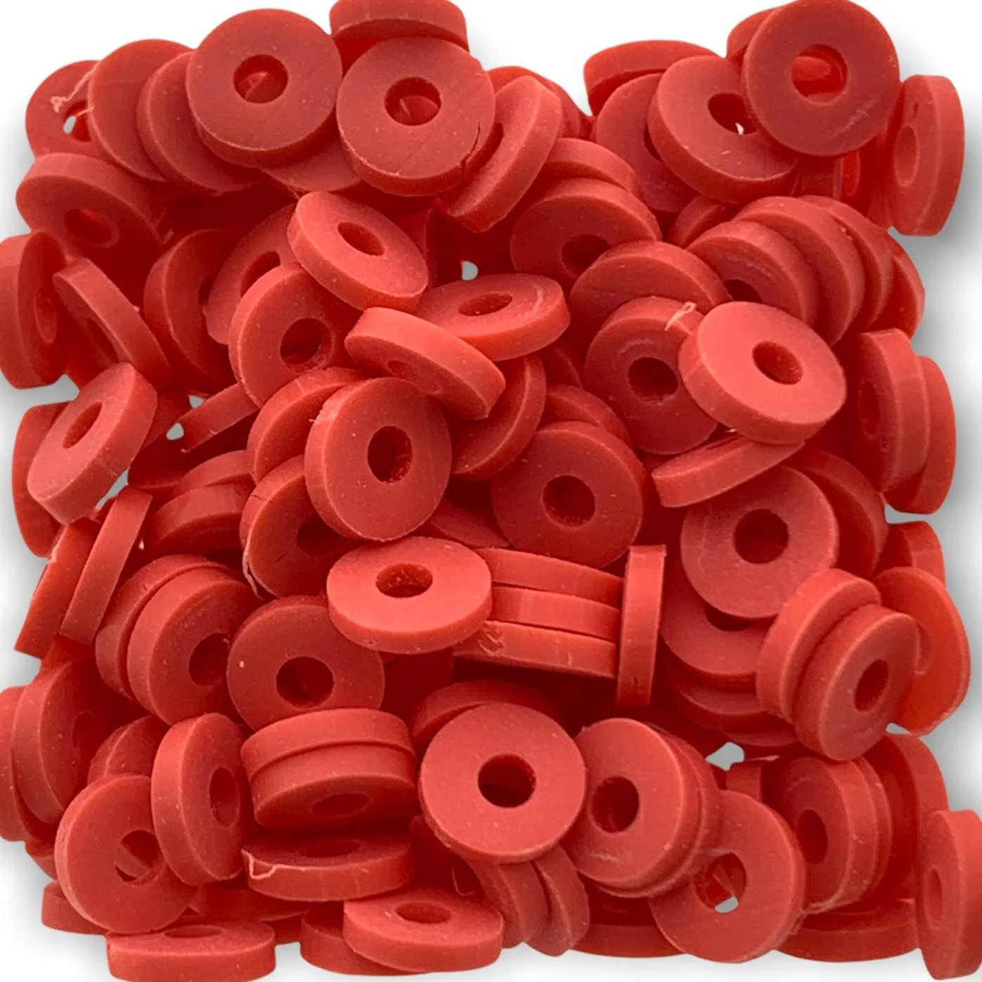 Disc kralen polymeer 6x1mm Zalm Rood ±200 stuks