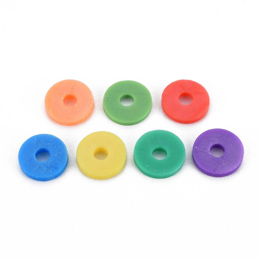Disc kralen polymeer 8x1mm Multicolor mix ±350 stuks - Image 2