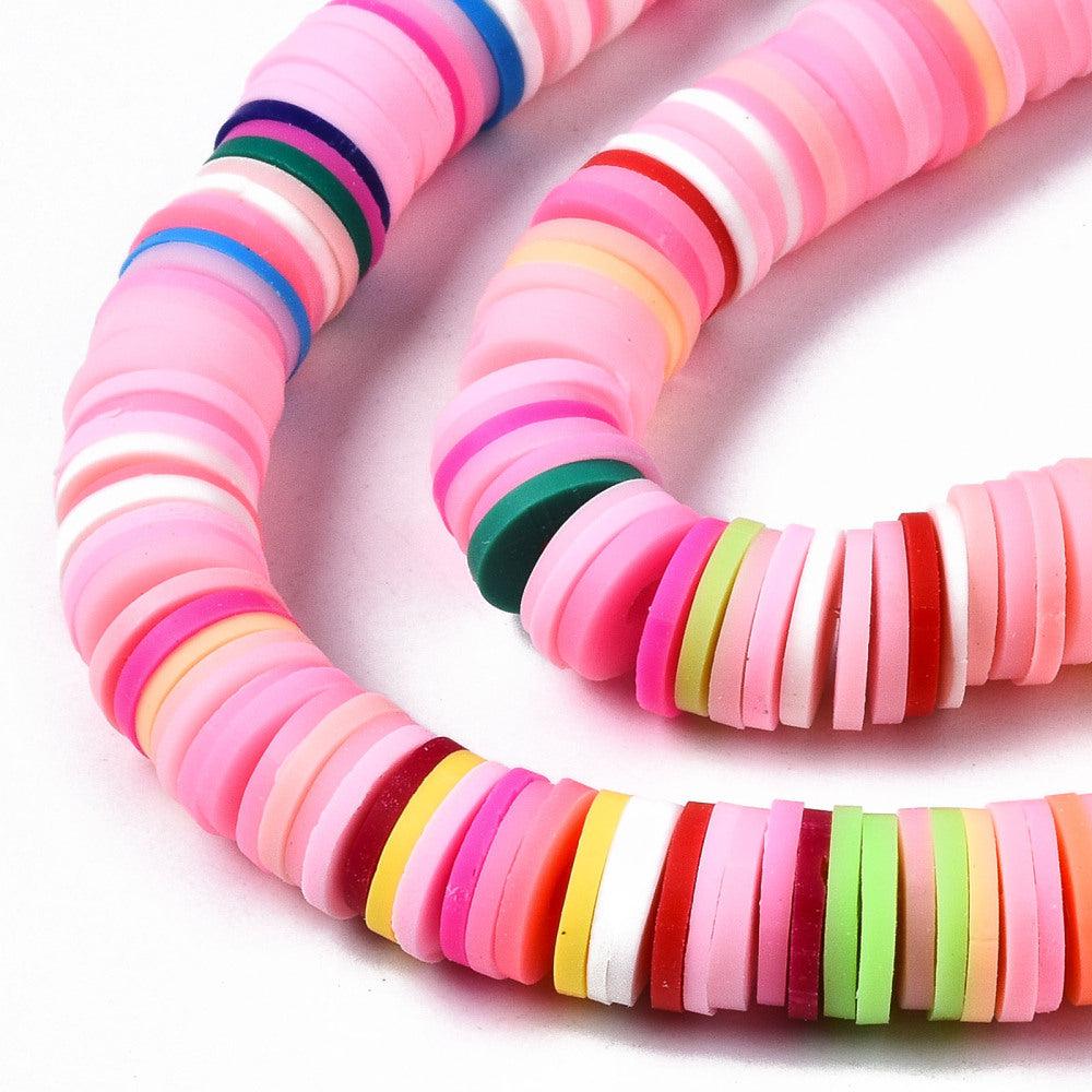 Disc kralen polymeer 8x1mm Multicolor roze ±350 stuks - Image 2
