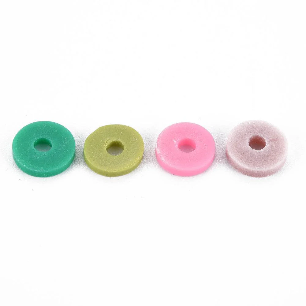 Disc kralen polymeer 8x1mm Multicolor roze groen ±350 stuks - Image 2