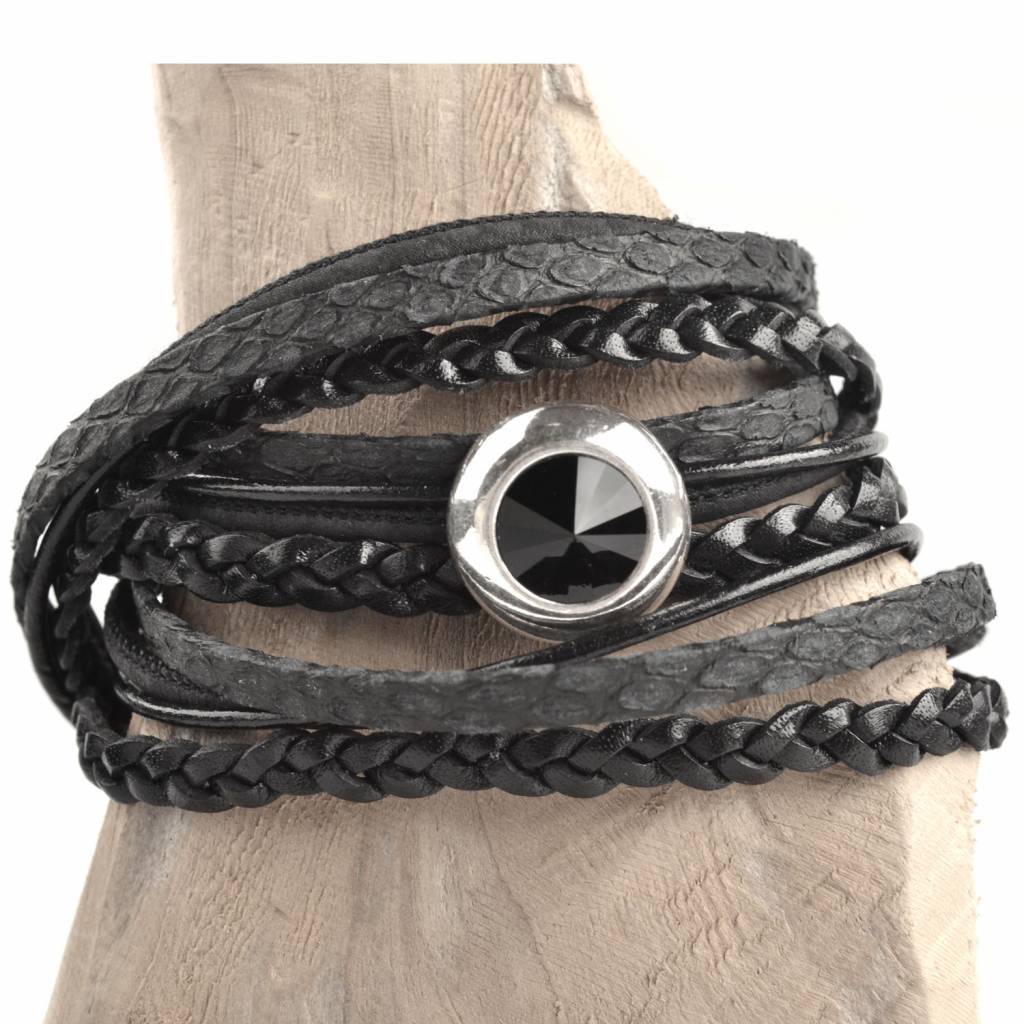 DIY 2-dubbele swarovski Black bracelet