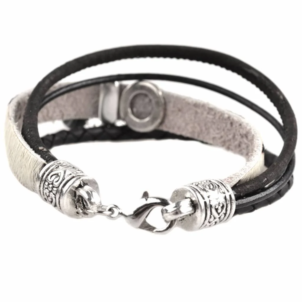 DIY armband Hairy leer Black & Cherry - Image 2