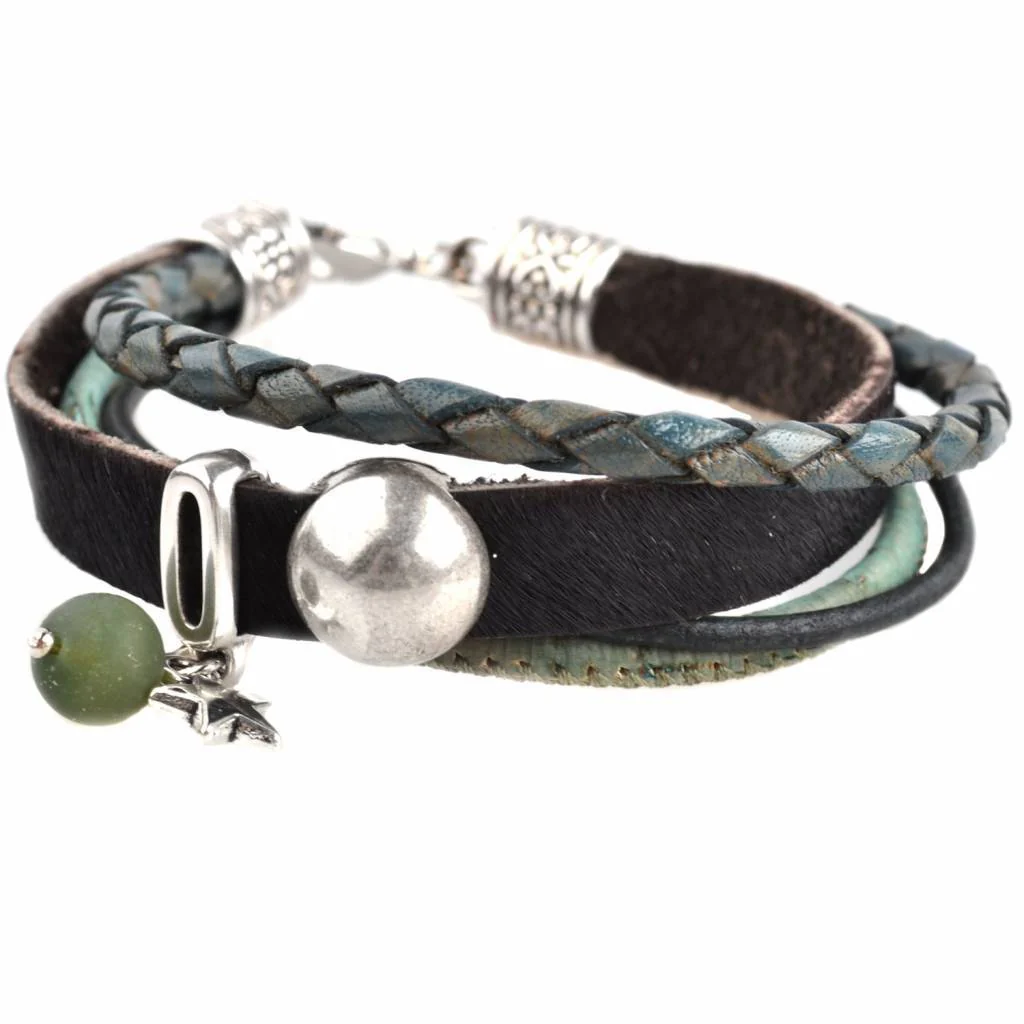 DIY armband Hairy leer Black & Green - Image 2