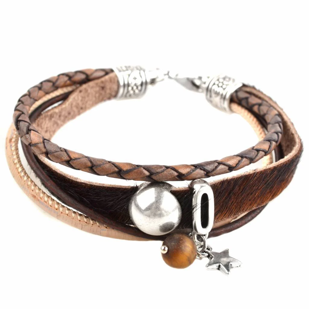 DIY armband Hairy leer Brown & Sand - Image 2