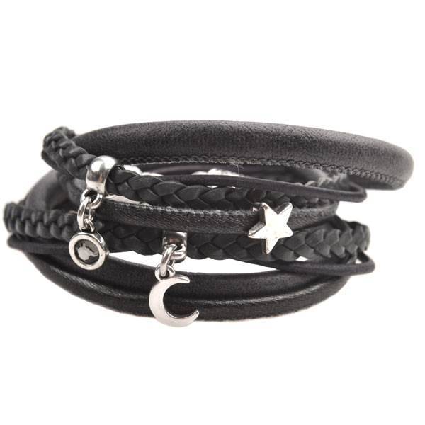 DIY armband moon & stars leer Black