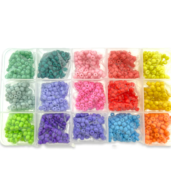 DIY box met 15 kleuren 4mm rocailles fluor