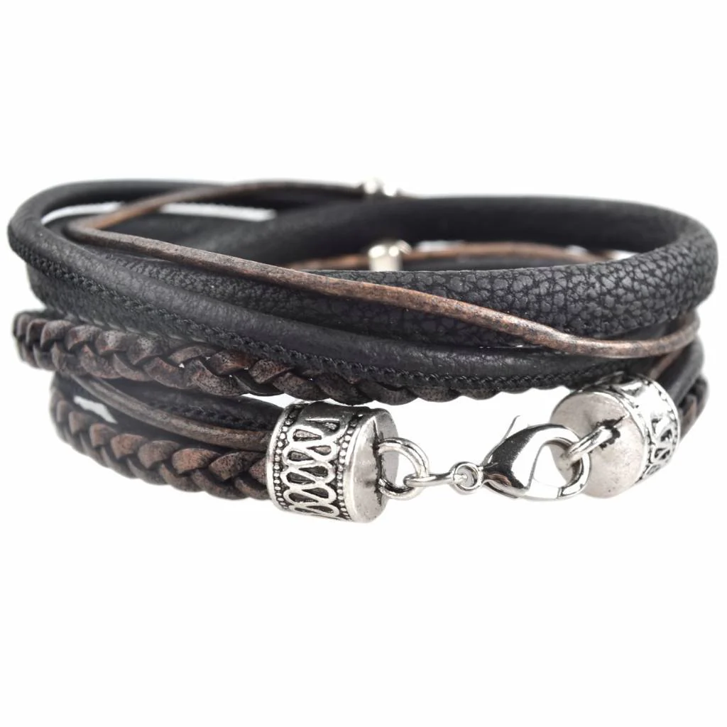 DIY dubbele Swarovski & metal Black stone bracelet - Image 2
