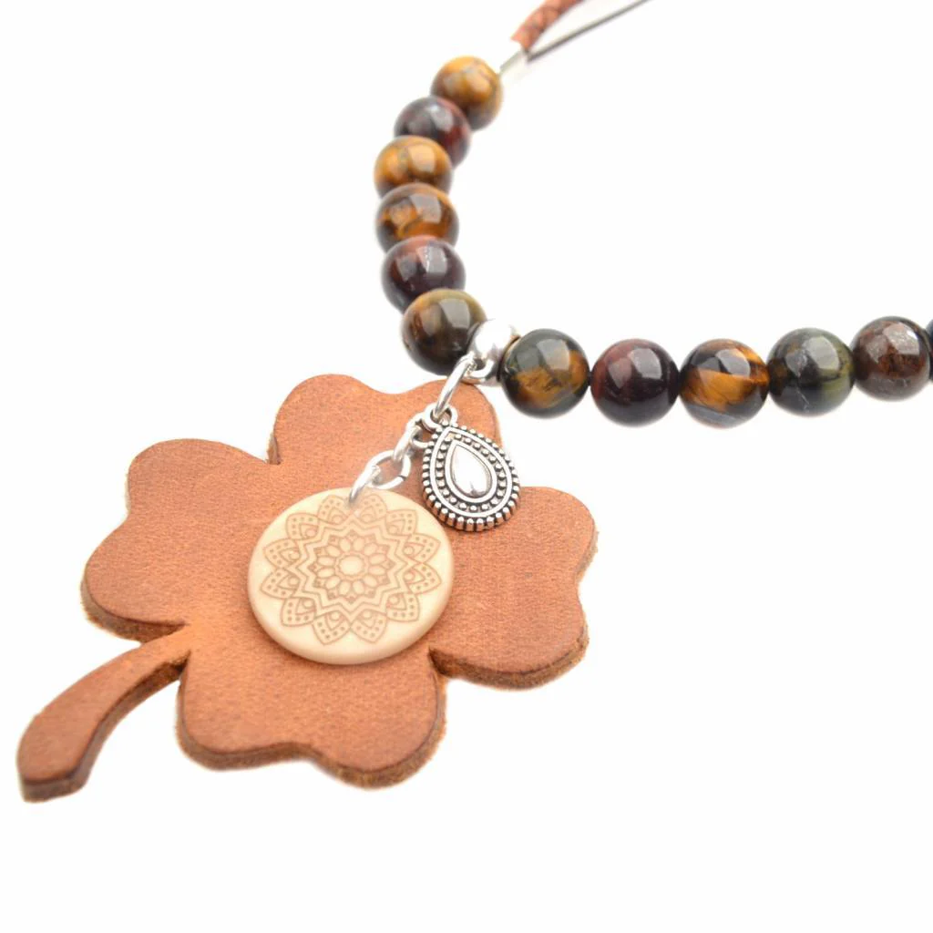 DIY Edelsteen & Leer ketting lang Cognac - Image 2