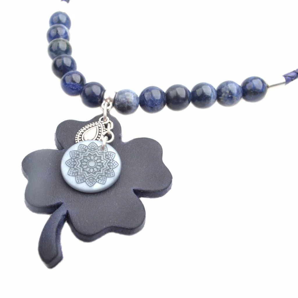 DIY Edelsteen & Leer ketting lang Dark blue - Image 2