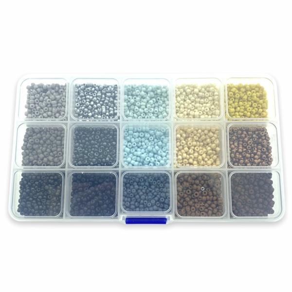 DIY rocailles set Cold blue colors 8/0 (3mm) 15x12,5 gram - Image 2
