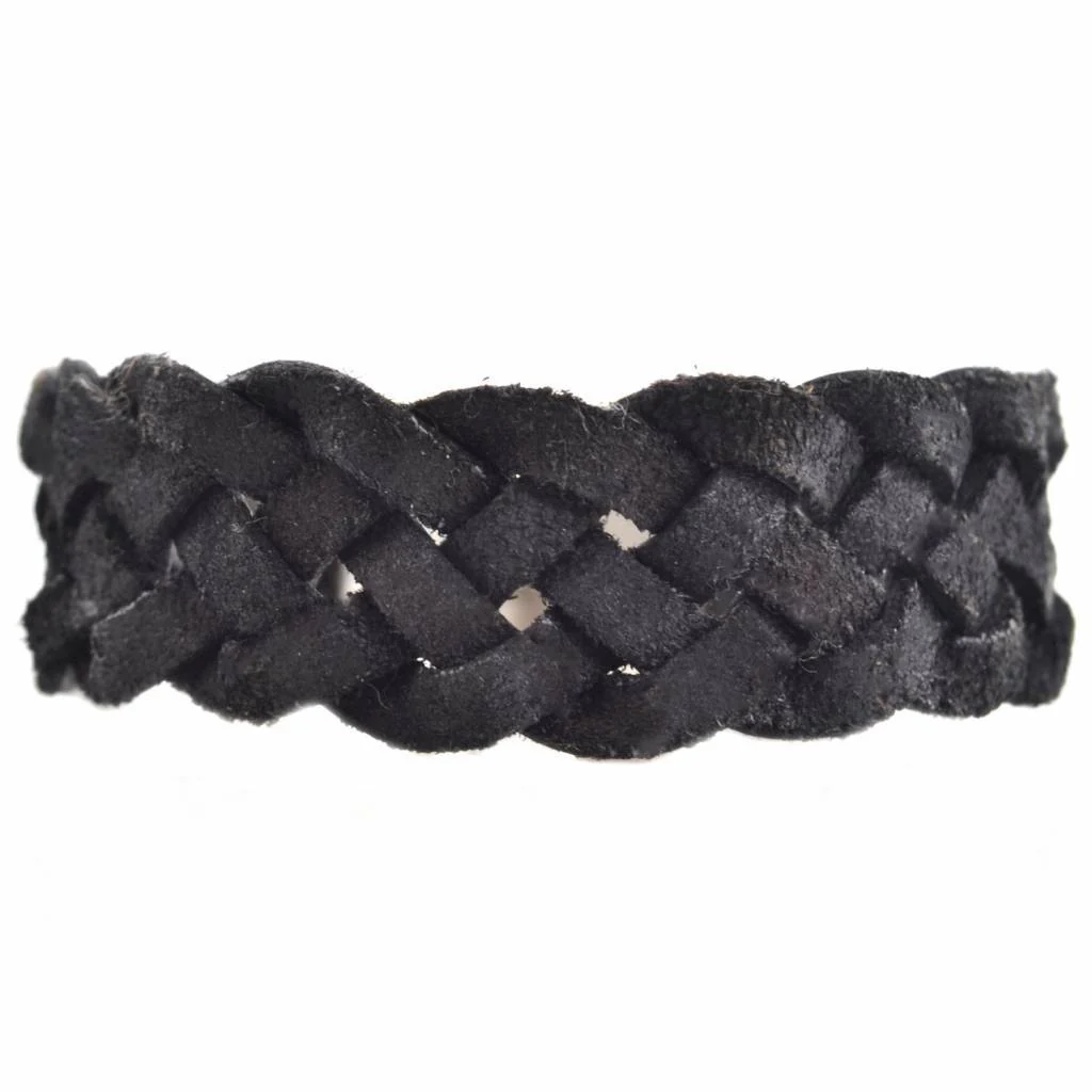 DIY Rough leather armband Black 20mm - Image 2
