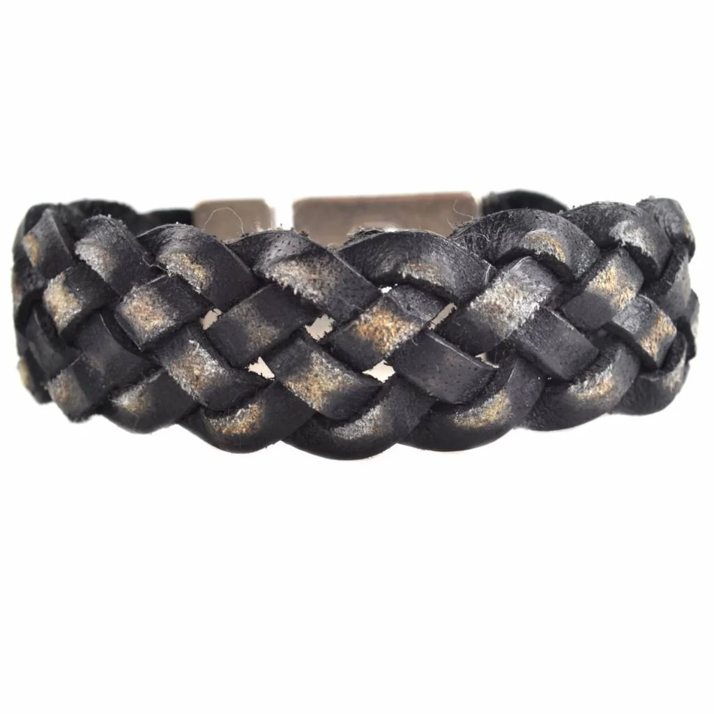 DIY Rough leather armband Black 20mm - Image 3