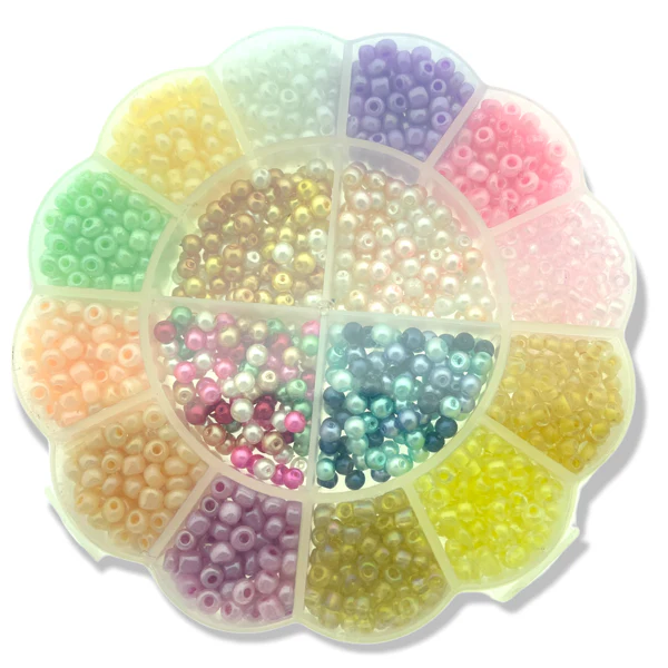 DIY set bloem met rocailles en glasparels