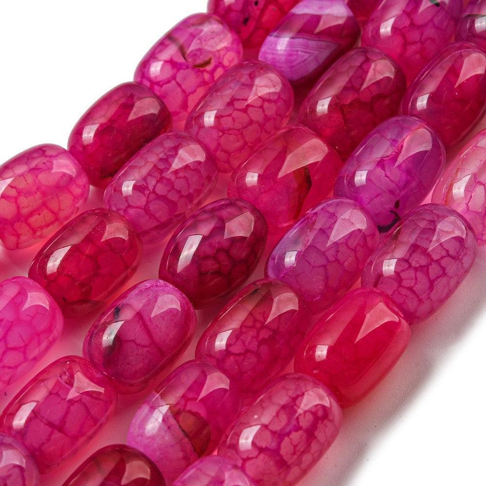 Dragon vein Agaat kraal ovaal Diep Roze 14mm - per stuk