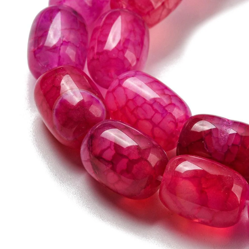 Dragon vein Agaat kraal ovaal Diep Roze 14mm - per stuk - Image 2