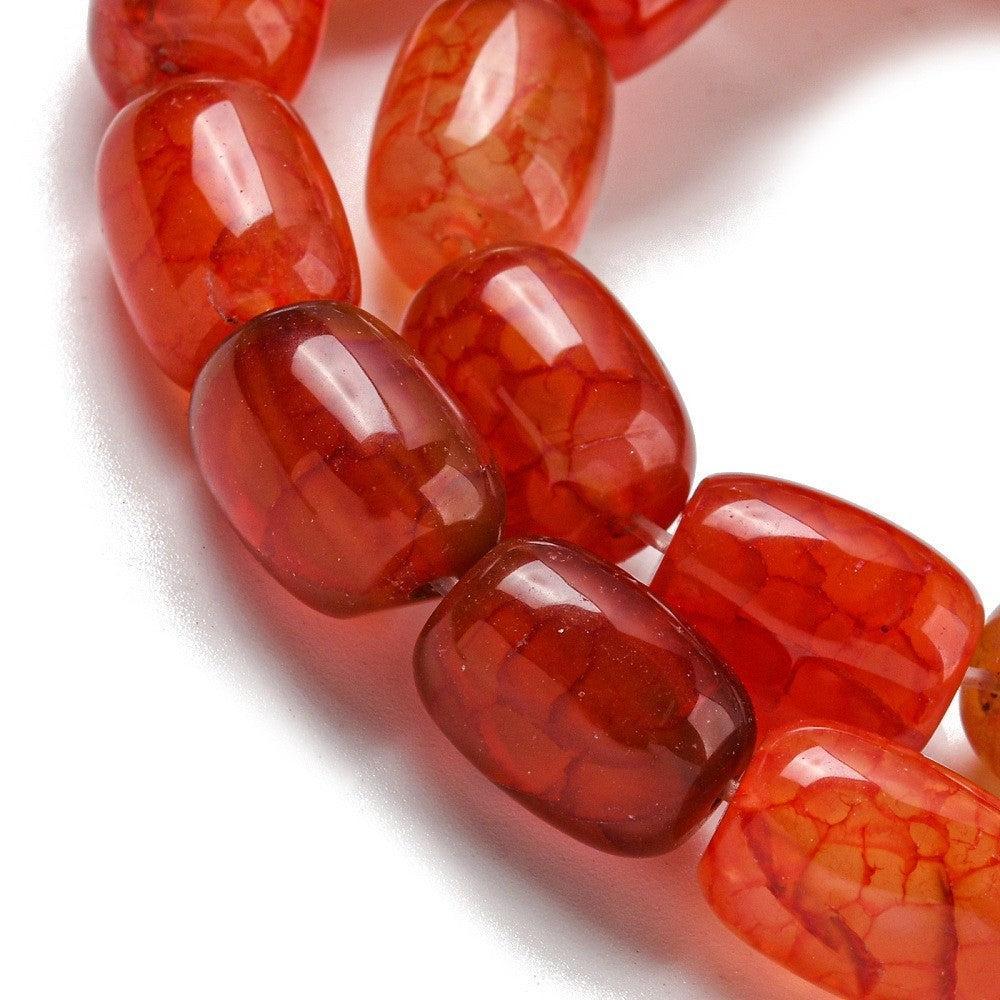 Dragon vein Agaat kraal ovaal Oranje Rood 14mm - per stuk - Image 2