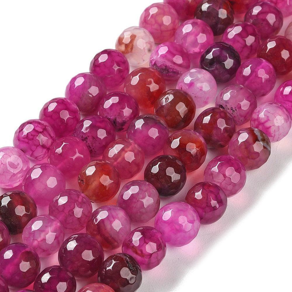Edelsteen agaat 10mm faceted fuchsia - per stuk