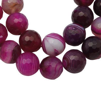 Edelsteen Agaat facet fuchsia rond 10mm