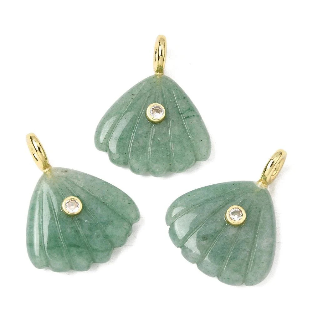 Edelsteen Bedel Aventurijn Schelp Groen / Goud 29mm - per stuk - Image 2