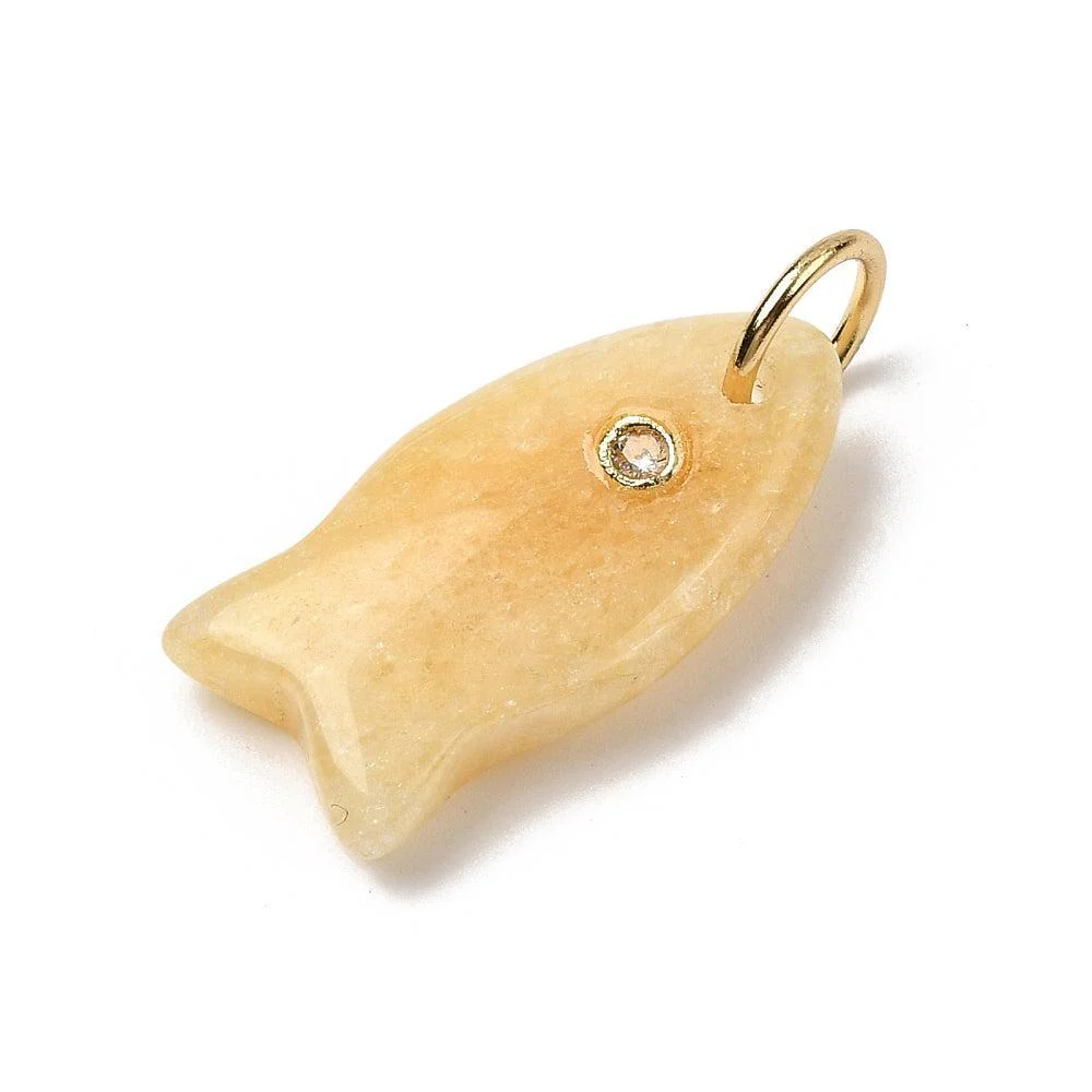 Edelsteen Bedel Topaz Jade Vis Goud Zirconia 24mm - per stuk - Image 2