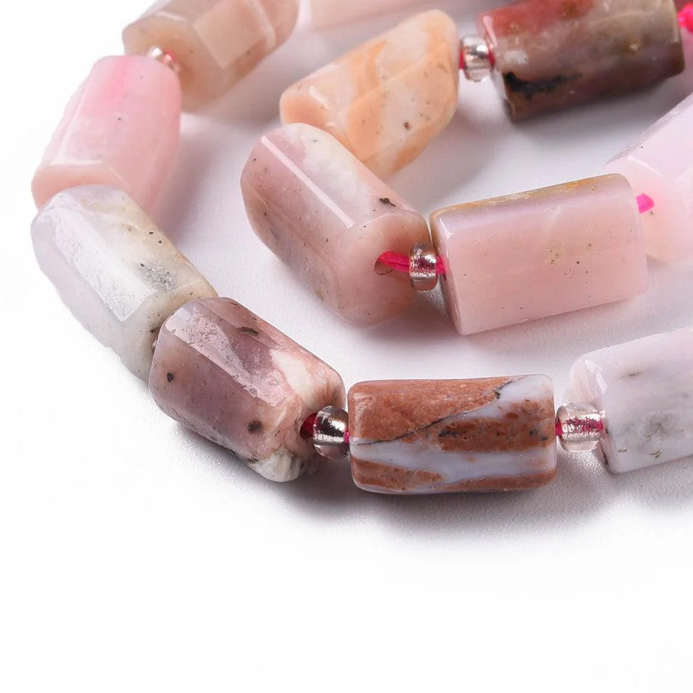 Edelsteen opaal tube facet Roze 10x6mm - per stuk - Image 2