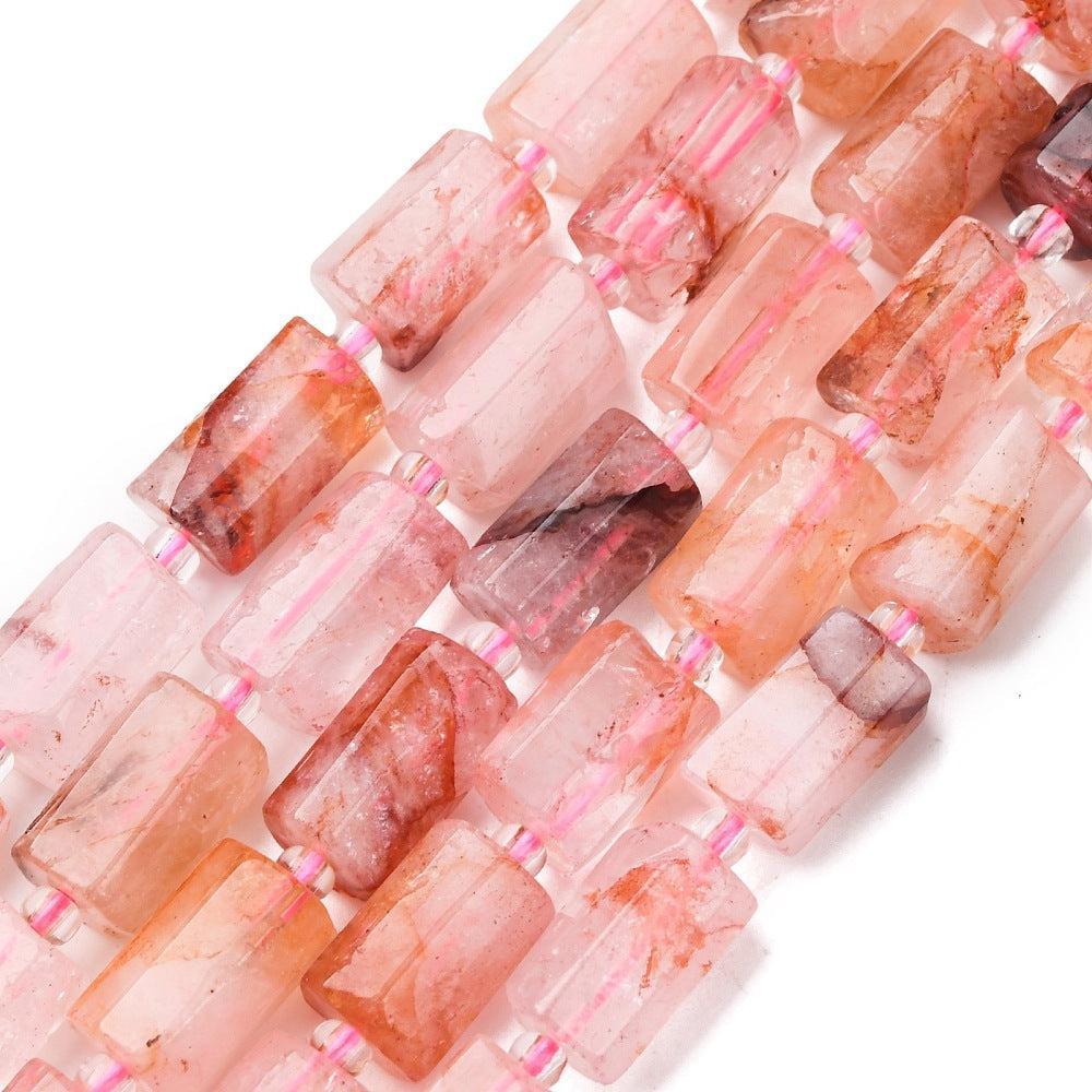 Edelsteen quartz tube facet Peach / bruin 10x6mm - per stuk