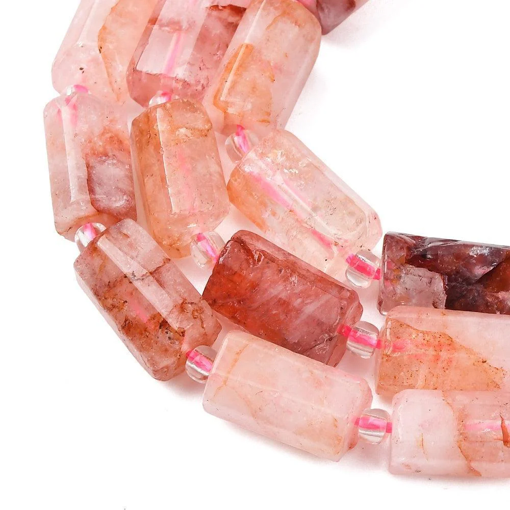 Edelsteen quartz tube facet Peach / bruin 10x6mm - per stuk - Image 2