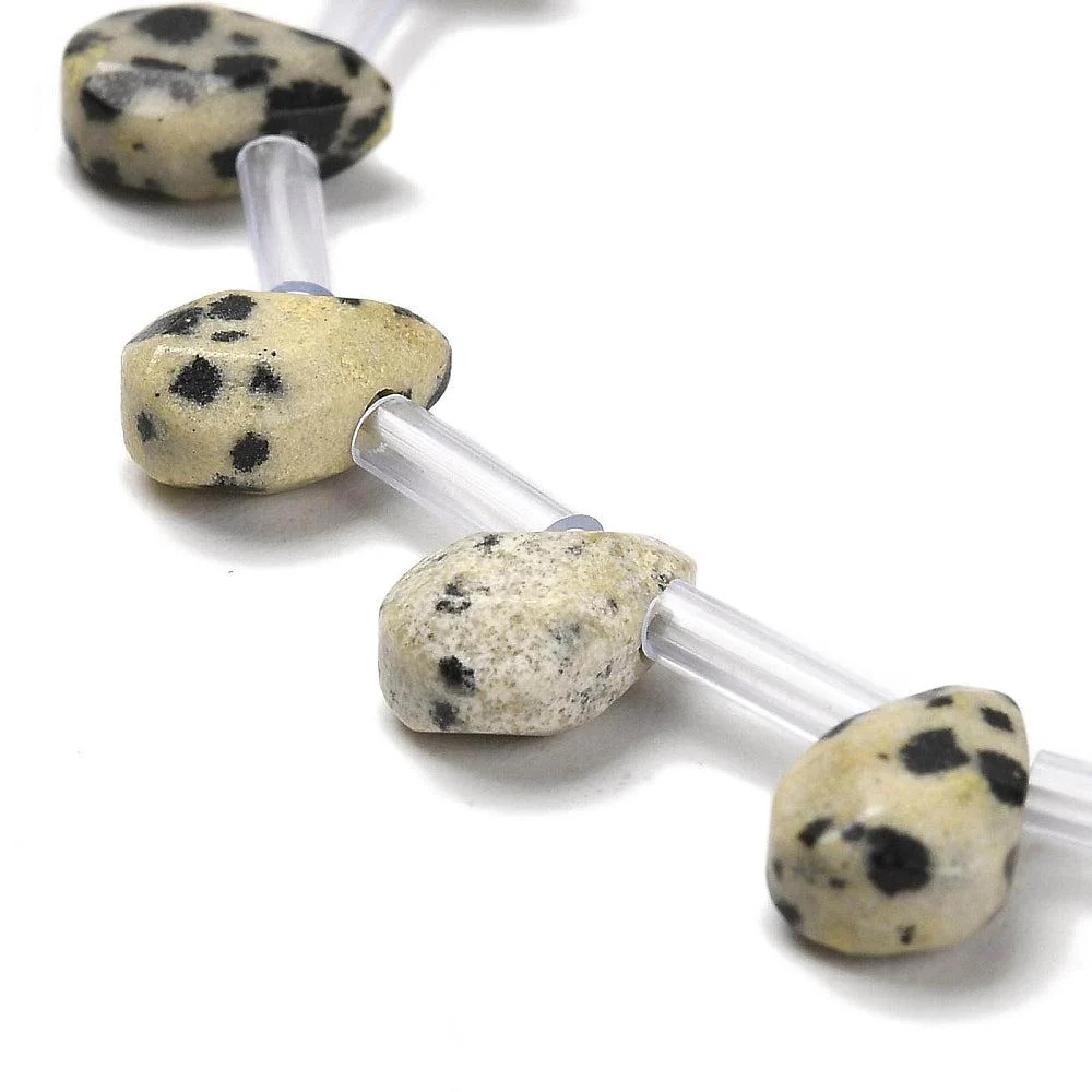 Edelsteen dalmatiër facet teardrop 9x6mm - per stuk - Image 2