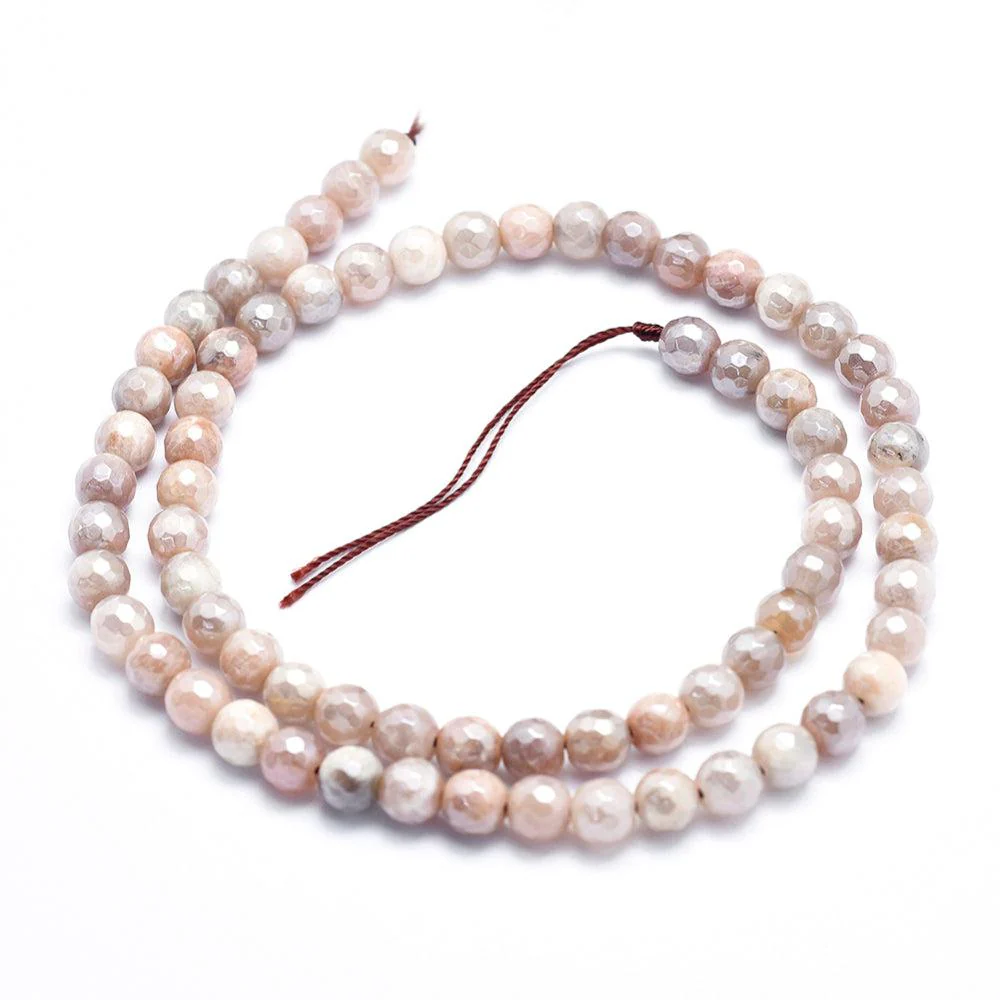 Edelsteen electroplate moonstone roze 6mm - 10 stuks - Image 2