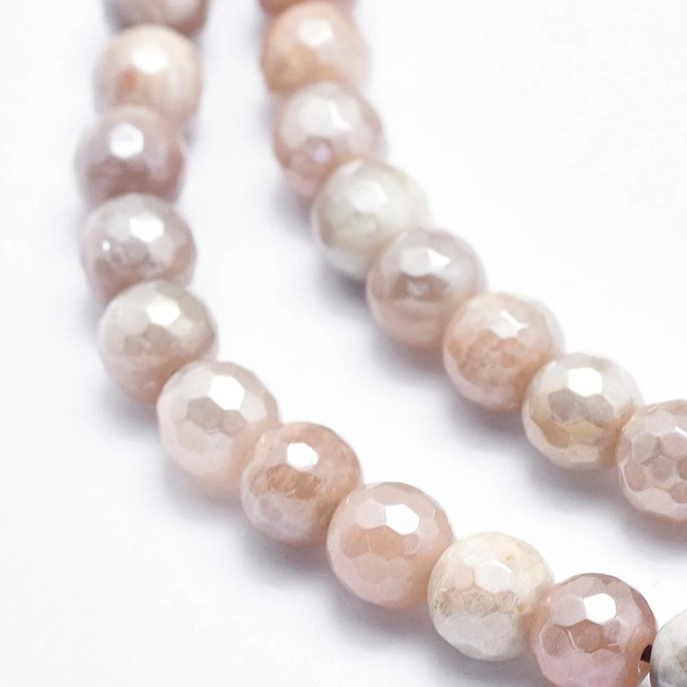 Edelsteen electroplate moonstone roze 6mm - 10 stuks - Image 3
