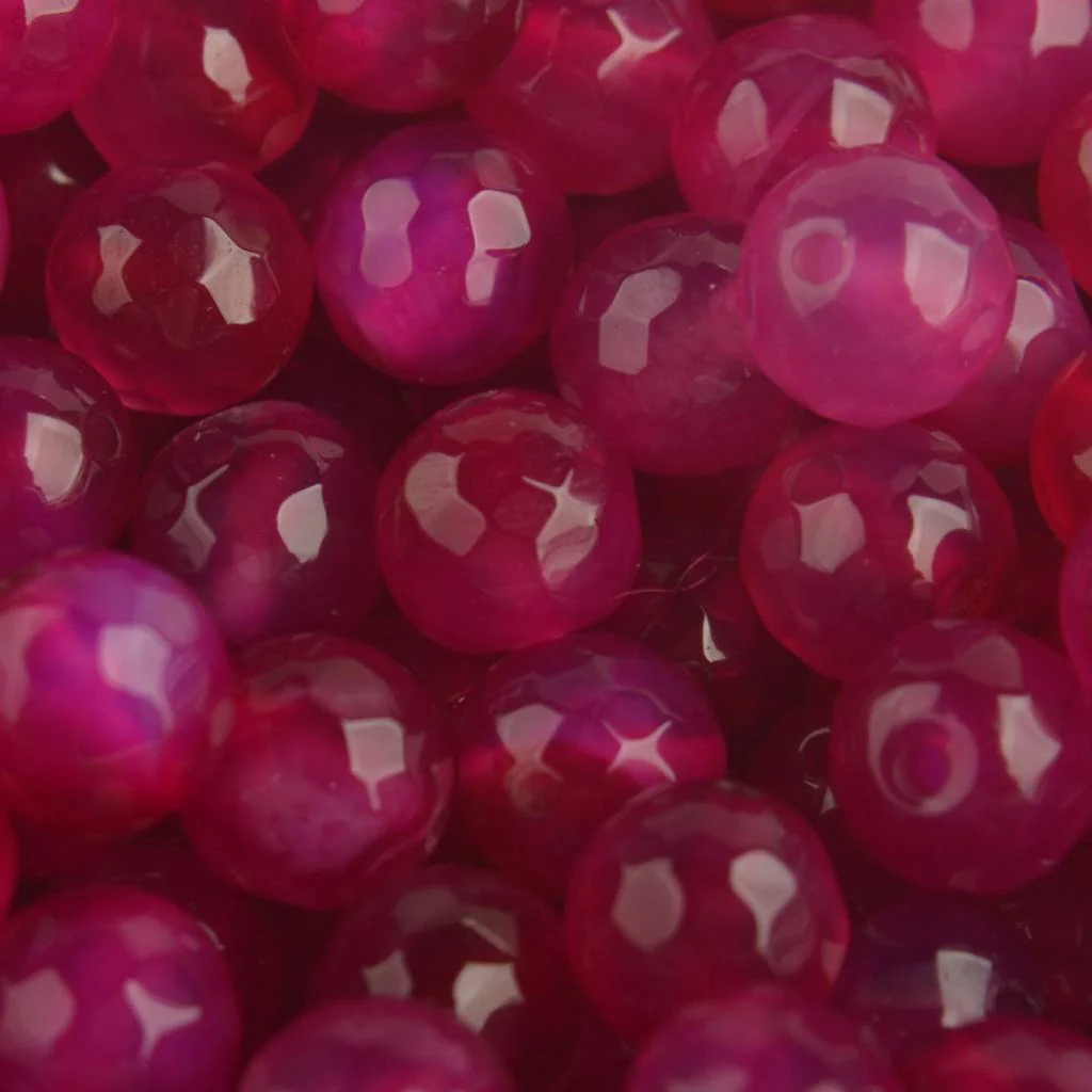 Edelsteen facet agaat fuchsia kraal rond 8mm