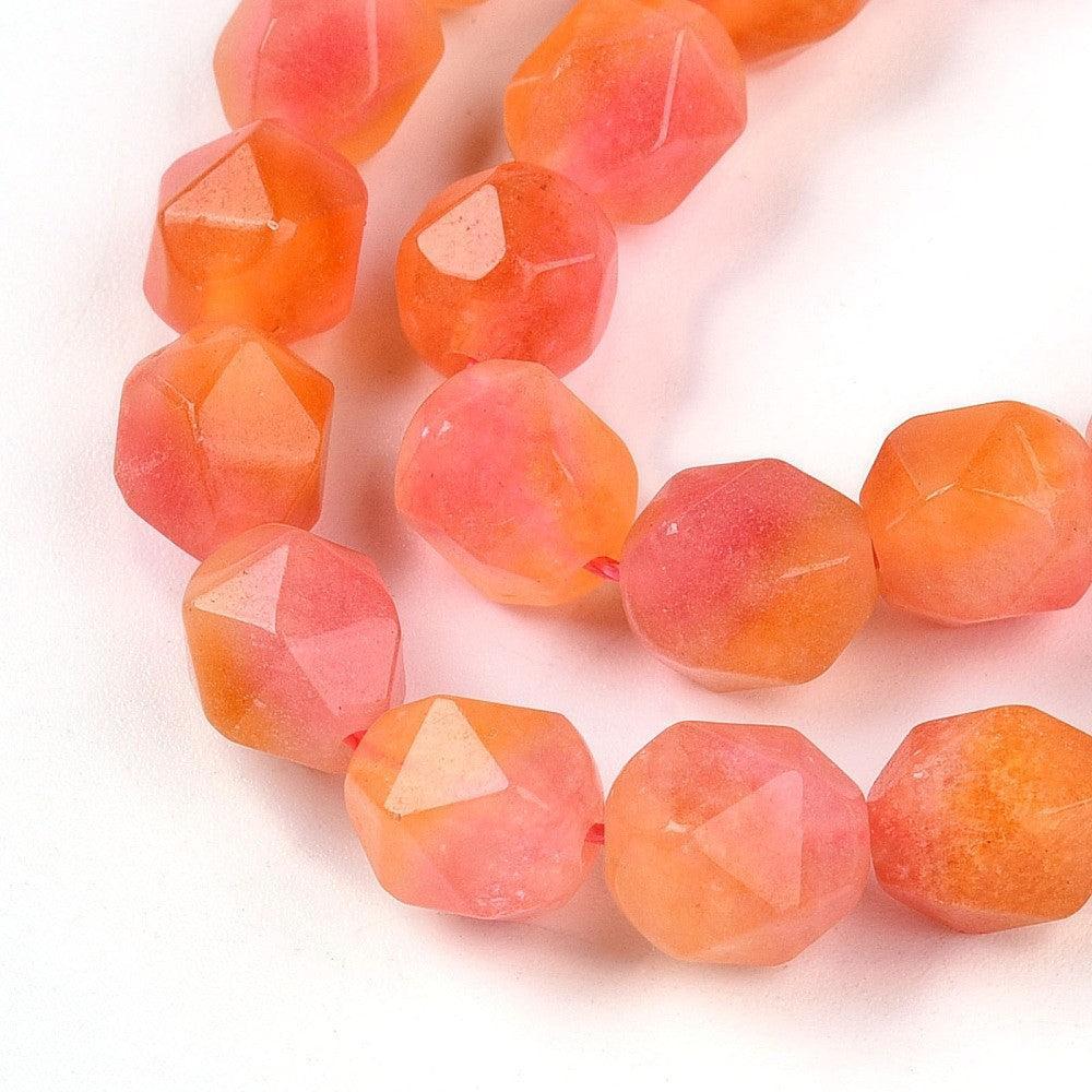 Edelsteen facet Jade 7mm Roze / Oranje - per stuk - Image 2