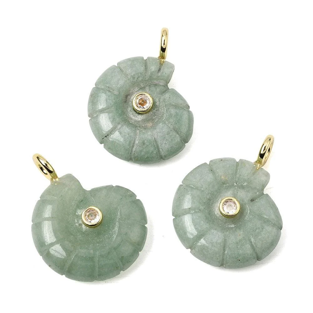Edelsteen Hanger Aventurijn Schelp Groen / Goud 34mm - per stuk - Image 2