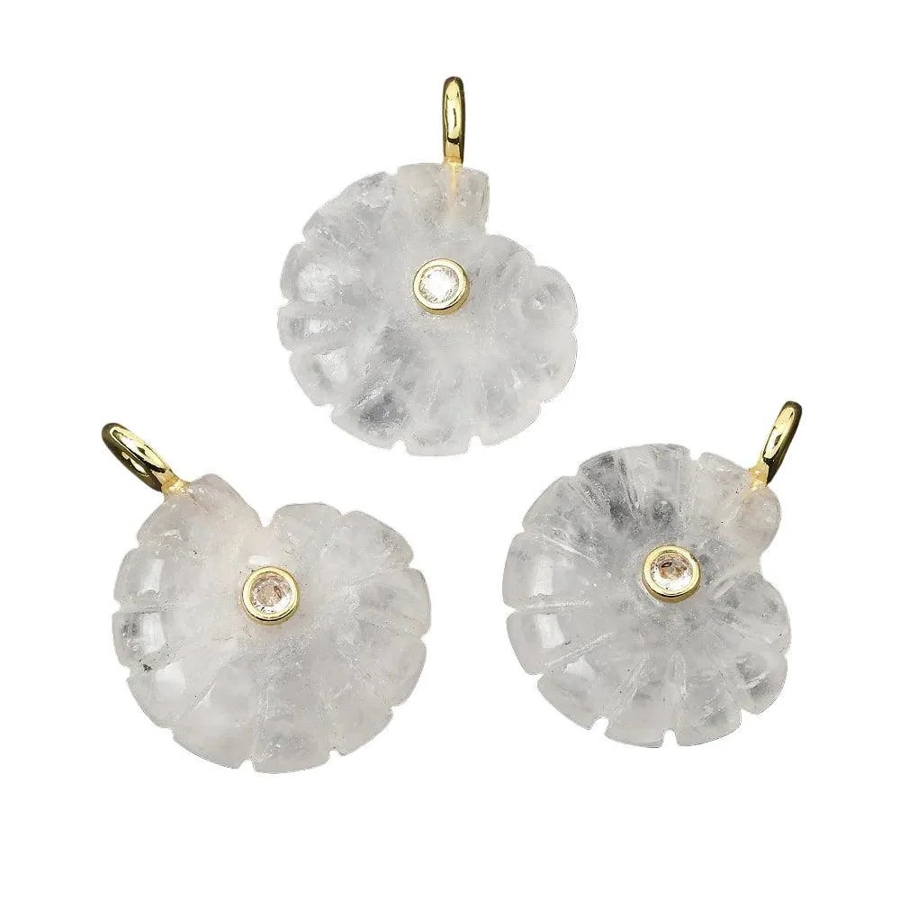 Edelsteen Hanger Quartz Schelp Goud 34mm - per stuk - Image 2