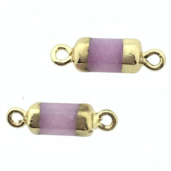 Edelsteen hangers tussenstuk hexagon dyed Wit Jade 21x5mm