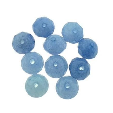 Edelsteen rondelle facet jade blue 8x6mm - per 10 stuks