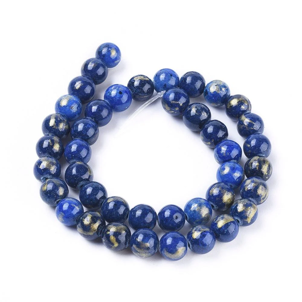 Edelsteen jade donkerblauw goud 6mm - 20 stuks - Image 3