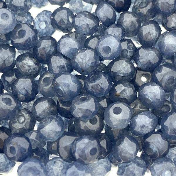 Edelsteen Jade facet donker blauw rondel 4x2mm - 20 stuks