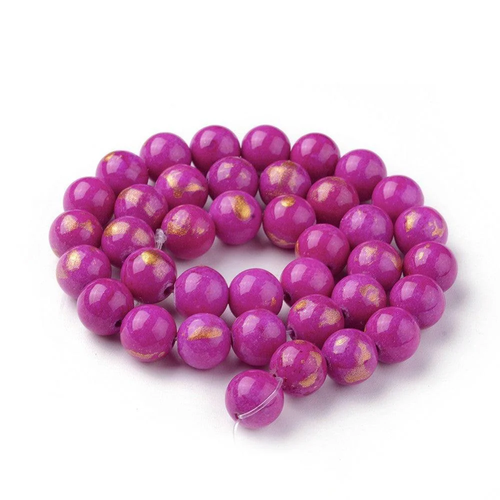 Edelsteen jade fuchsia goud 4mm - 25 stuks - Image 2