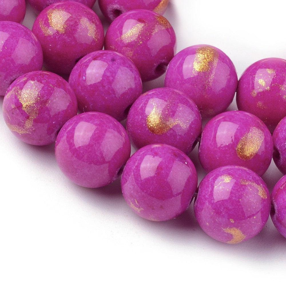 Edelsteen jade fuchsia goud 4mm - 25 stuks - Image 3