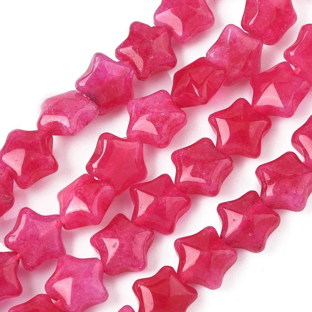 Edelsteen jade kralen ster roze 7,5mm- per stuk