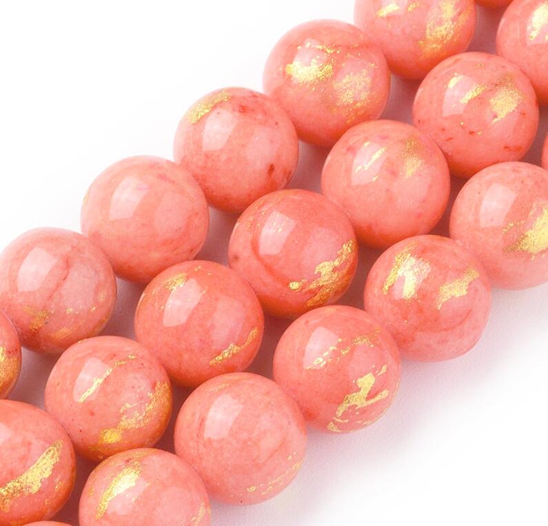 Edelsteen jade roze goud 6mm - 20 stuks