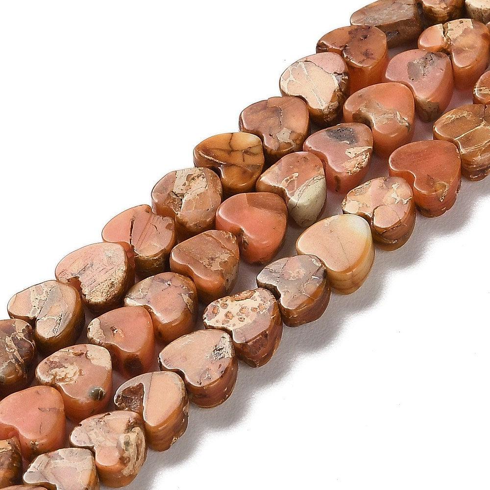 Edelsteen jasper kraal orange hartje 6x3mm- per stuk