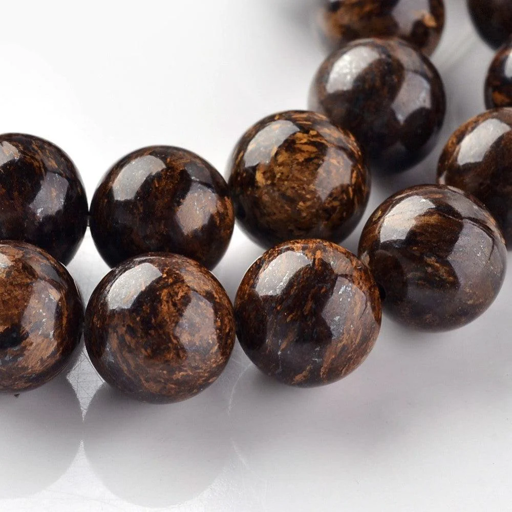 Edelsteen kraal bronzite bruin rond 8mm