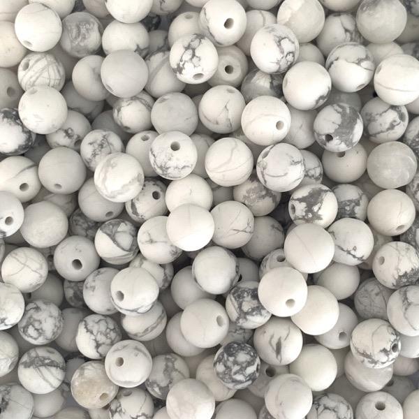 Edelsteen kraal Frosted Howlite wit rond 6mm - 15 stuks - Image 2