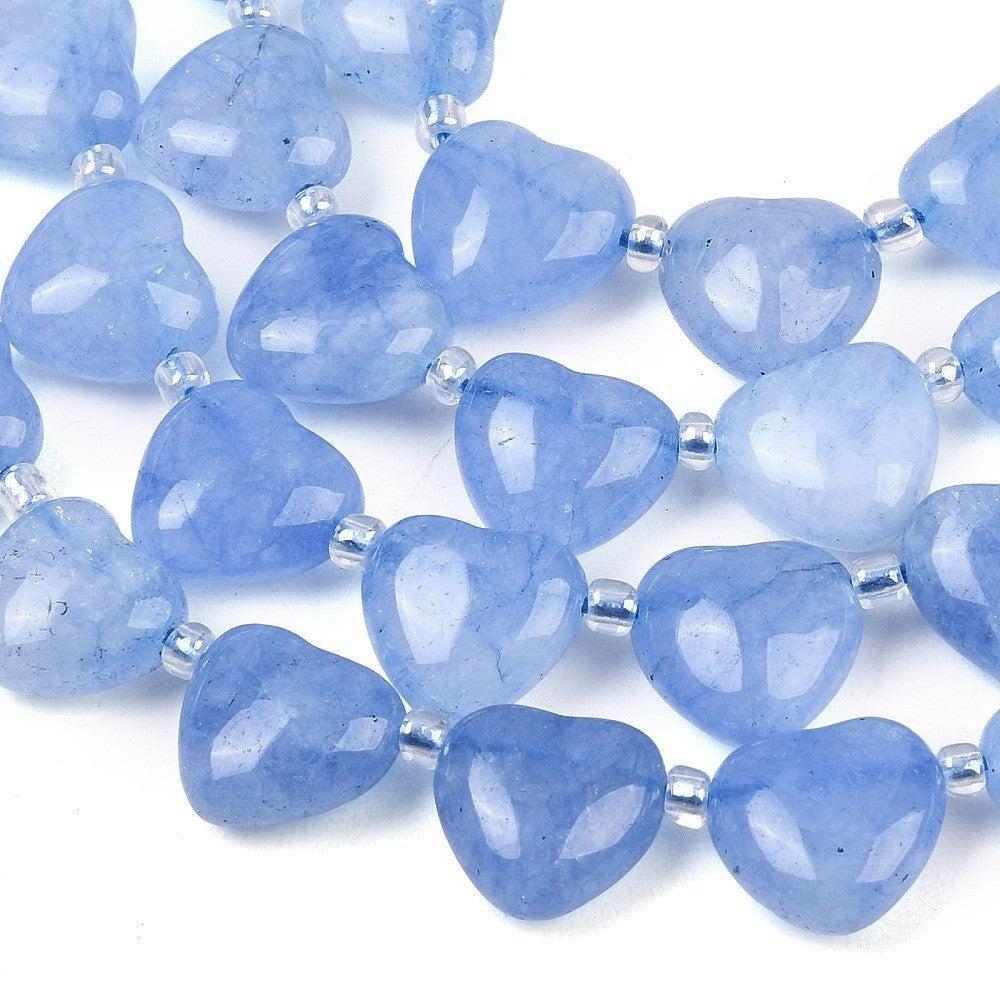 Edelsteen kraal hart Jade licht blauw 12mm - per stuk - Image 2